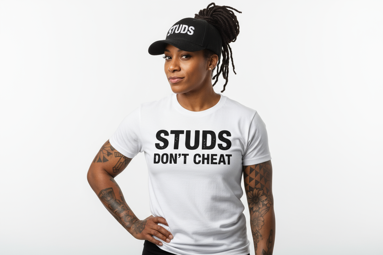 At STUDS DOn't chEAT, masculinity isn’t borrowed. It’s owned. Our designs are for those who hold their ground — studs, doms, masc-identifying women — anyone who refuses to cheat on their truth.